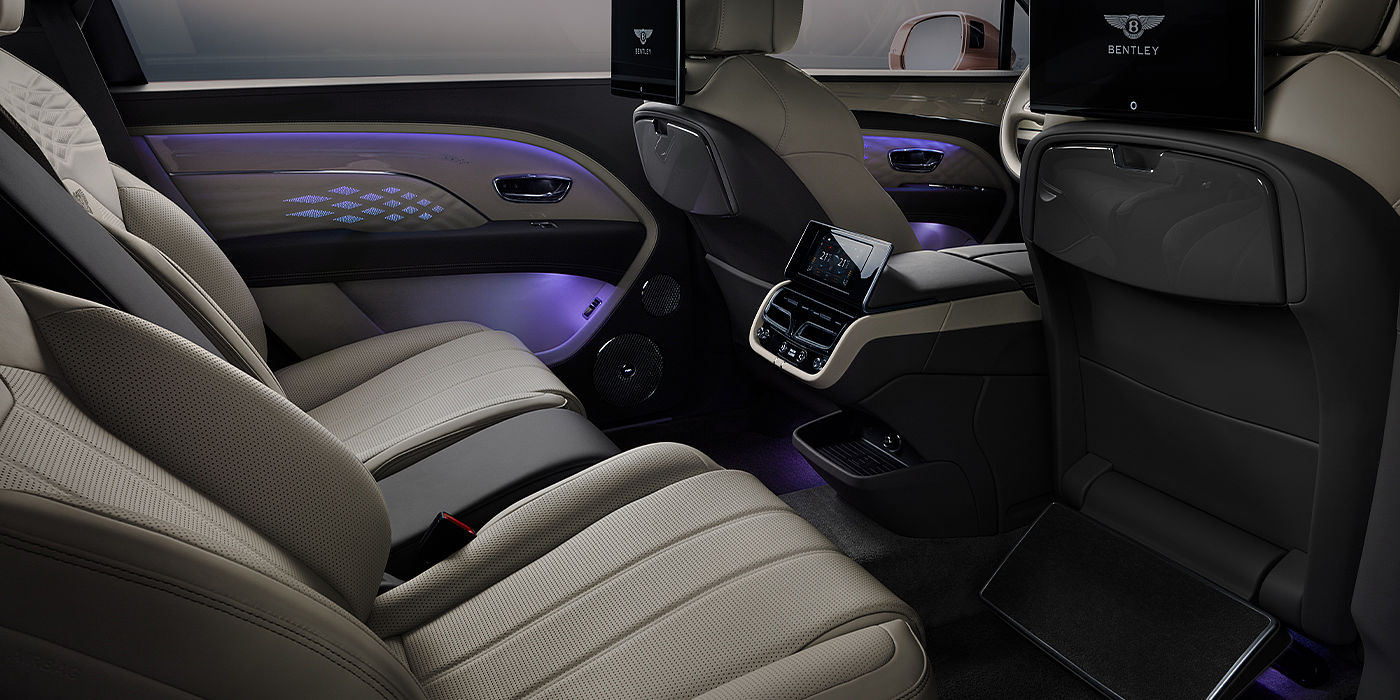 Bentley Marbella Bentley Bentayga EWB Azure SUV rear interior with Bentley Diamond Illumination