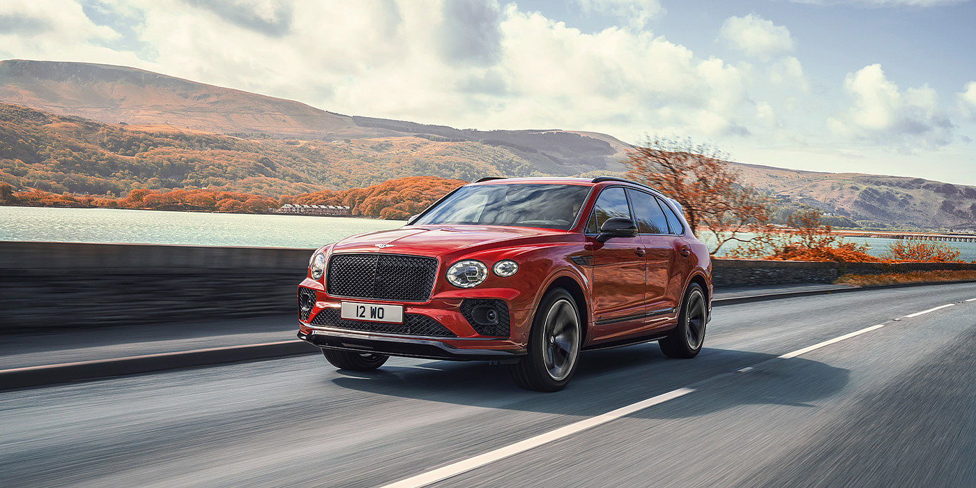 Bentley Marbella Bentley Bentayga S SUV in Candy Red paint front 34 dynamic