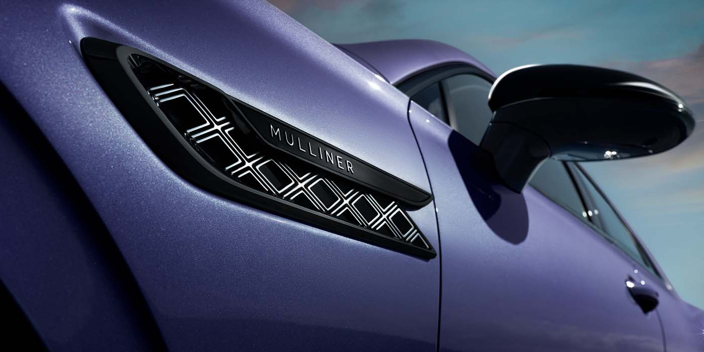 Bentley Marbella Bentley Flying Spur Mulliner in Tanzanite Purple paint with Blackline Specification wing vent