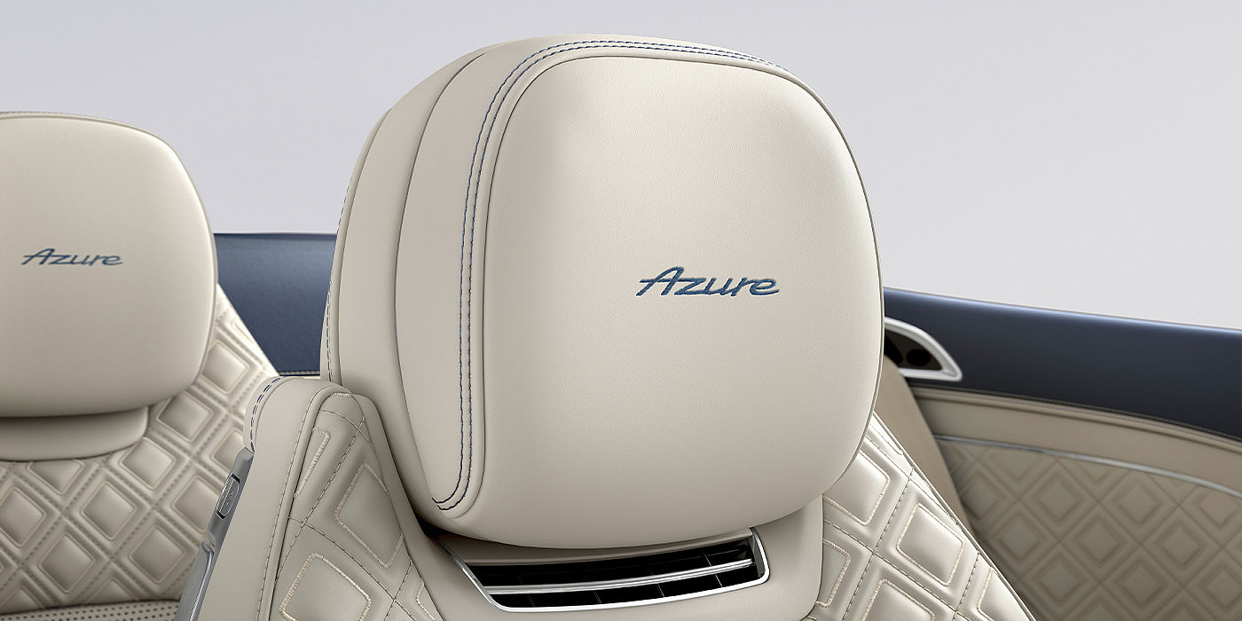 Bentley Marbella Bentley Continental GTC Azure convertible seat detail in Linen hide with Azure emblem